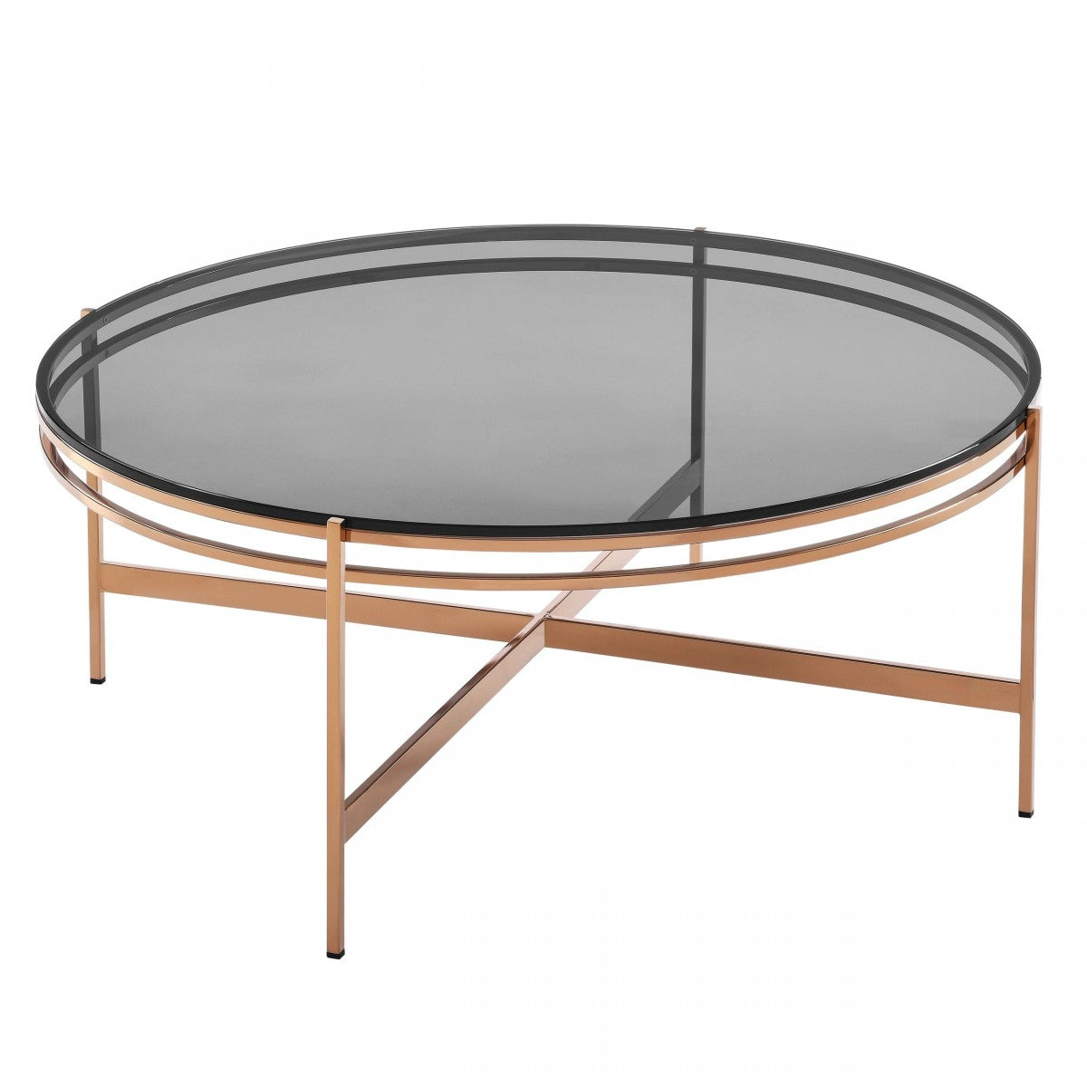 Modrest Bradford Modern Smoked Glass & Rosegold Coffee Table Model VGEWCT1011-3AA-CT