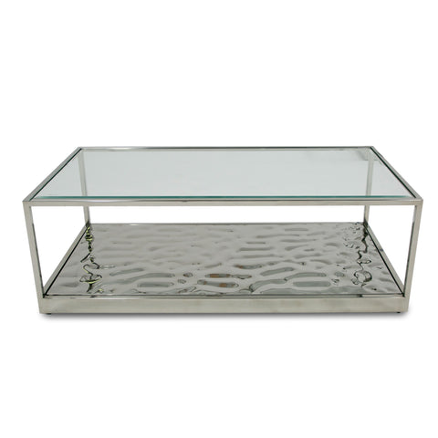 Modrest Braxton Contemporary Clear Wave Glass Coffee Table Model VGGMCT-1676-CT
