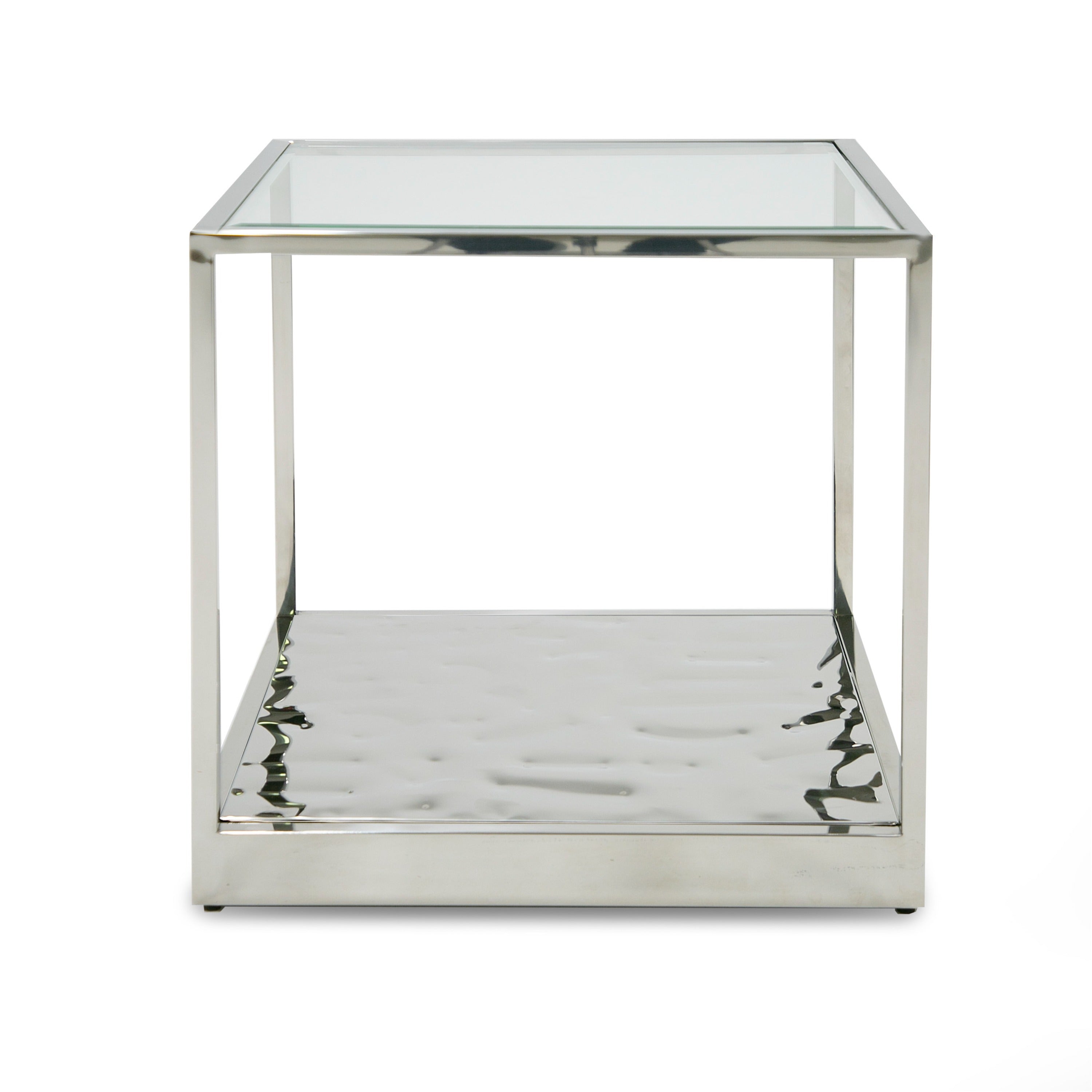 Modrest Braxton Contemporary Clear Wave Glass End Table Model VGGMET-1676-ET