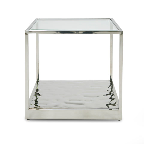 Modrest Braxton Contemporary Clear Wave Glass End Table Model VGGMET-1676-ET
