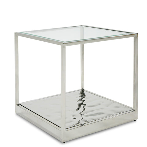Modrest Braxton Contemporary Clear Wave Glass End Table Model VGGMET-1676-ET