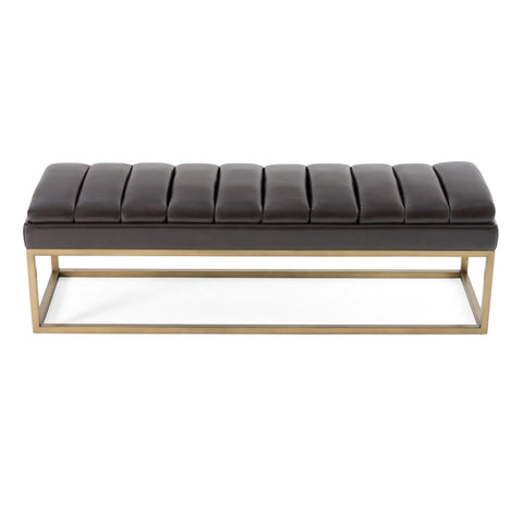 Modrest Bridger Modern Black Vegan Leather & Brass Dining Bench Model VGGA-8667BE-BLK