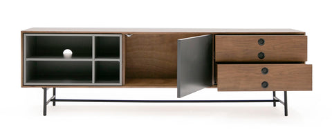 Modrest Bronson Mid Century Modern Walnut & Grey Tv Stand Model VGMABH-582