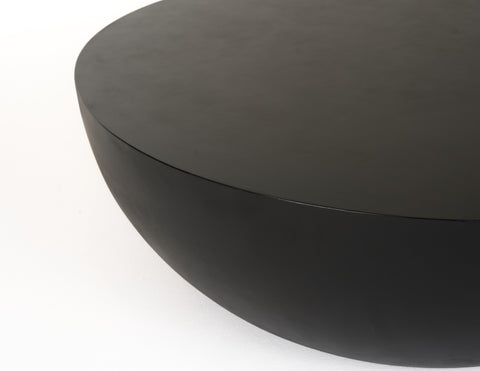 Modrest Bronte Modern Black Concrete Round Coffee Table Model VGGR-615020-BLK