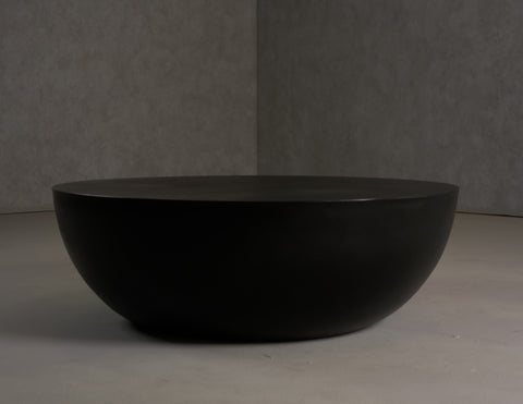 Modrest Bronte Modern Black Concrete Round Coffee Table Model VGGR-615020-BLK