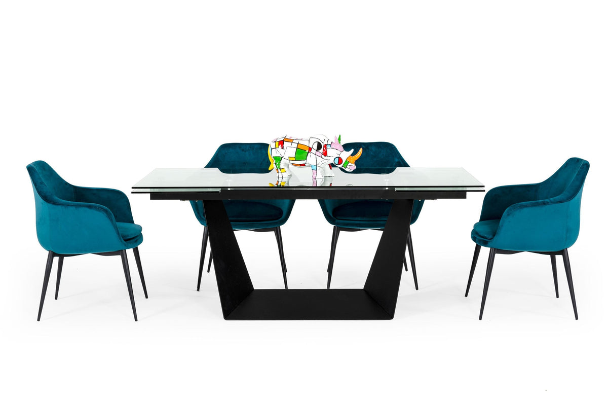 Modrest Bronwin Modern Black Glass Extendable Dining Table Model VGNSGD8684-BLK-DT