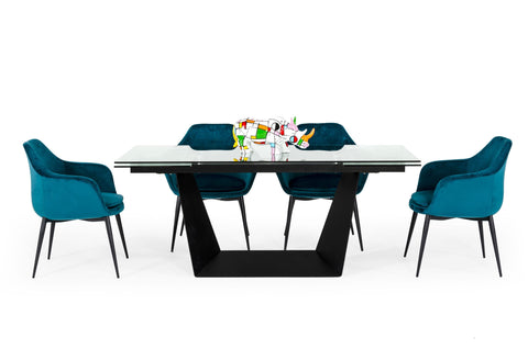 Modrest Bronwin Modern Black Glass Extendable Dining Table Model VGNSGD8684-BLK-DT
