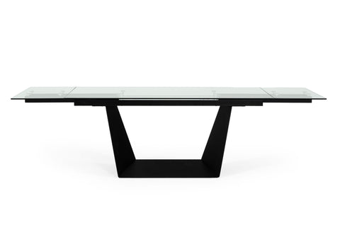 Modrest Bronwin Modern Black Glass Extendable Dining Table Model VGNSGD8684-BLK-DT