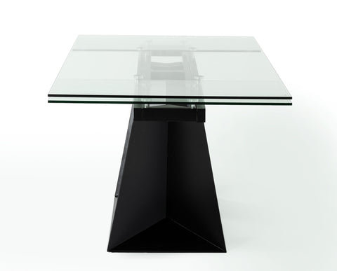 Modrest Bronwin Modern Black Glass Extendable Dining Table Model VGNSGD8684-BLK-DT