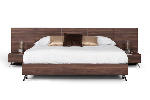 Nova Domus Brooklyn Italian Modern Walnut Bed With Nightstands Set Model VGACBROOKLYN-BED-NS