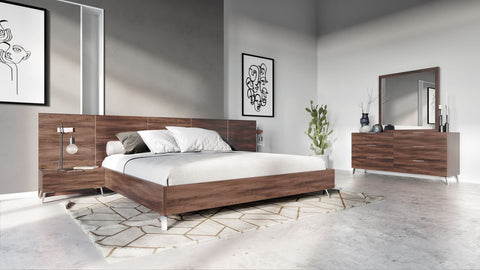 Nova Domus Brooklyn Italian Modern Walnut Bed With Nightstands Set Model VGACBROOKLYN-BED-NS