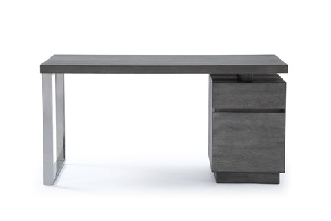 Modrest Carson Modern Grey Elm & Stainless Steel Office Desk Model VGVCBT-002-GRY