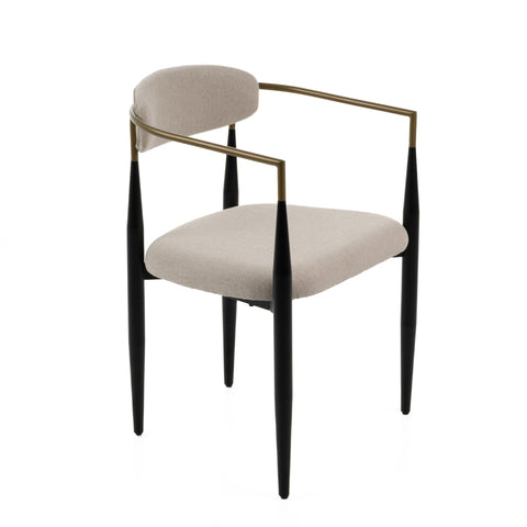 Modrest Buchtel Mid Century Modern Beige & Gold Arm & Black Dining Chair Model VGDW-J1312-BGE