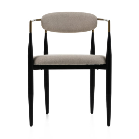 Modrest Buchtel Mid Century Modern Beige & Gold Arm & Black Dining Chair Model VGDW-J1312-BGE