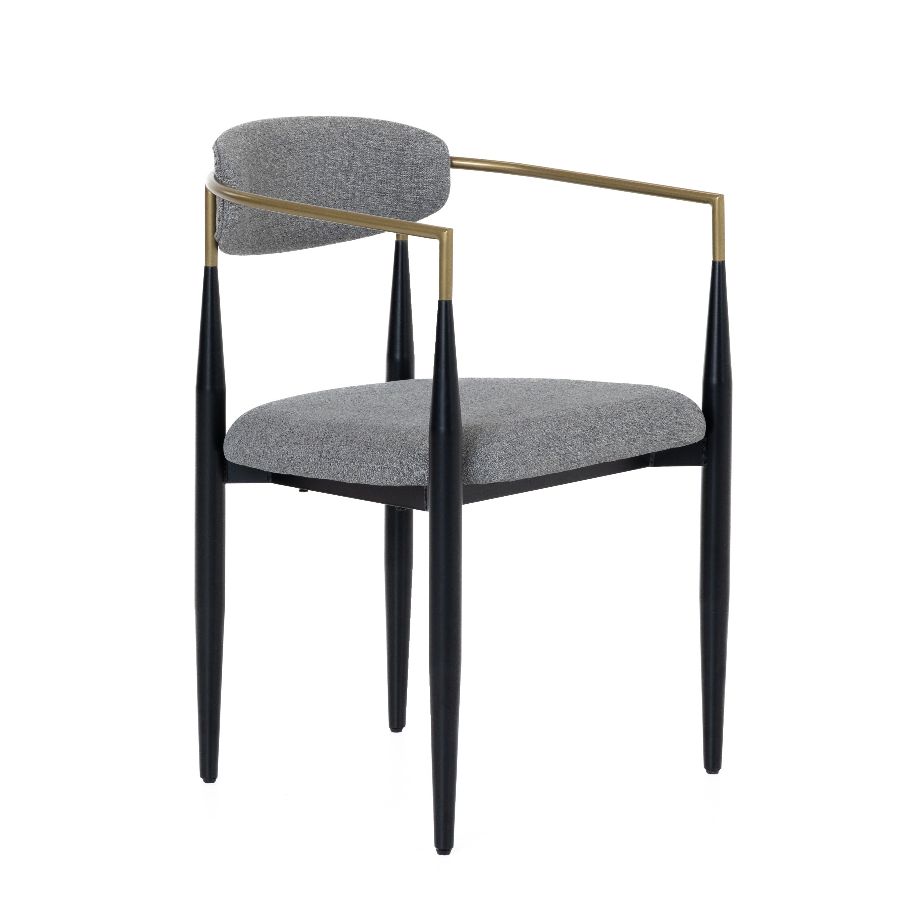 Modrest Buchtel Mid Century Modern Medium Grey & Gold Arm & Black Dining Chair Model VGDW-J1312-MEDGRY