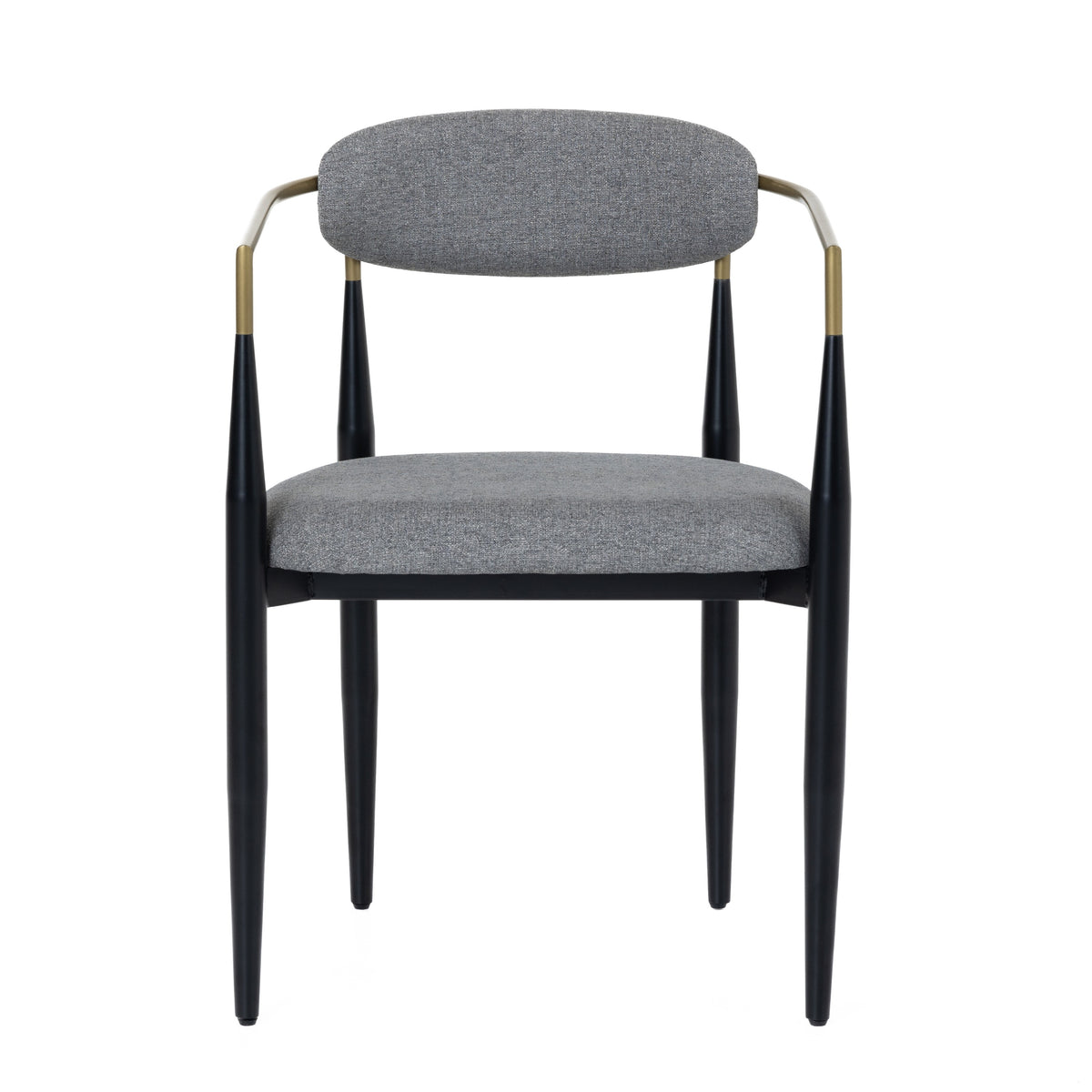 Modrest Buchtel Mid Century Modern Medium Grey & Gold Arm & Black Dining Chair Model VGDW-J1312-MEDGRY