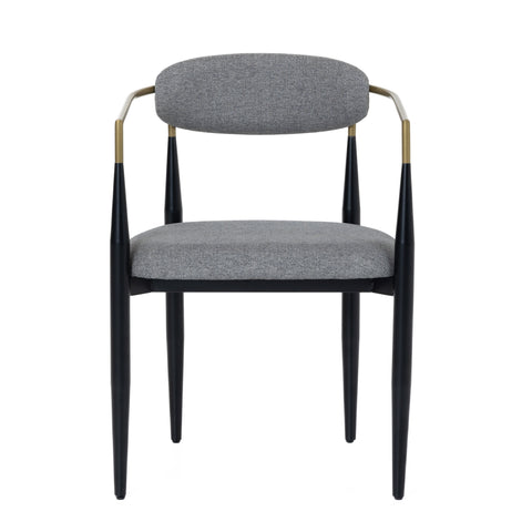 Modrest Buchtel Mid Century Modern Medium Grey & Gold Arm & Black Dining Chair Model VGDW-J1312-MEDGRY