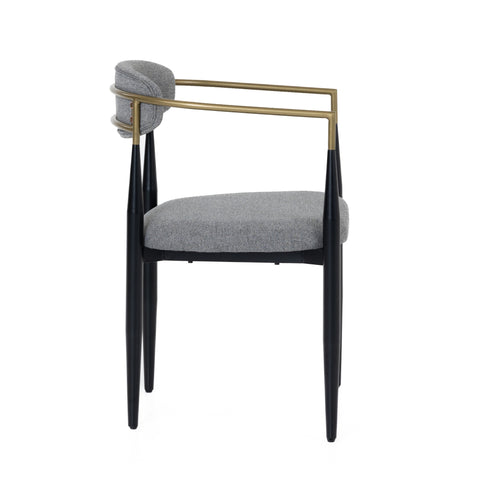 Modrest Buchtel Mid Century Modern Medium Grey & Gold Arm & Black Dining Chair Model VGDW-J1312-MEDGRY