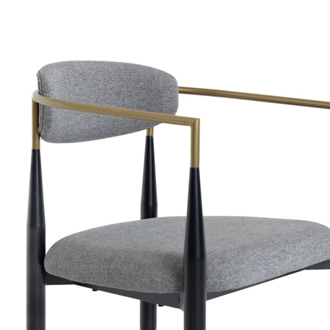Modrest Buchtel Mid Century Modern Medium Grey & Gold Arm & Black Dining Chair Model VGDW-J1312-MEDGRY