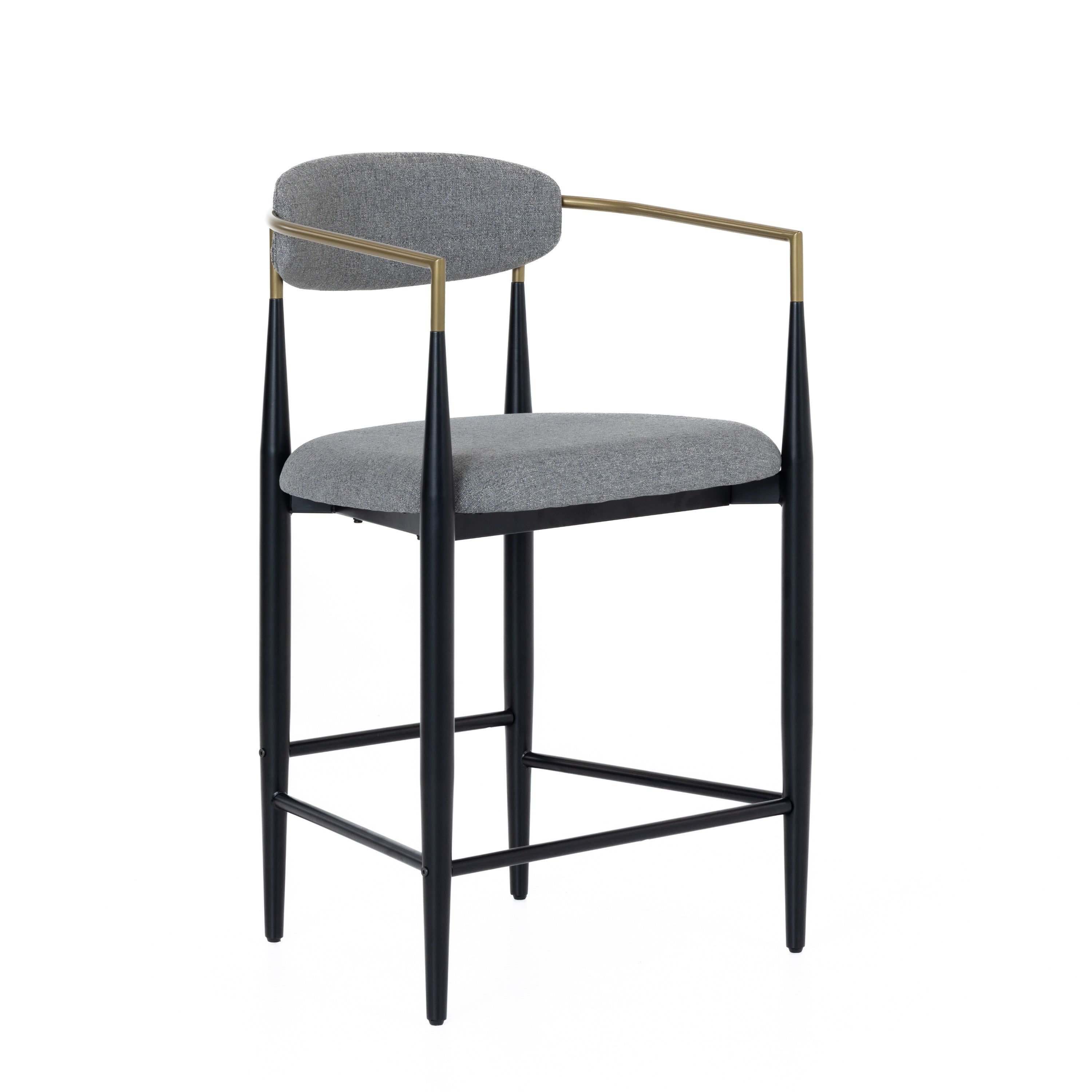 Modrest Buchtel Mid Century Modern Medium Grey & Gold Arm & Black Counter Chair Model VGDW-J1313-MEDGRY