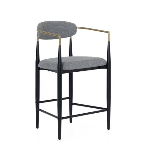 Modrest Buchtel Mid Century Modern Medium Grey & Gold Arm & Black Counter Chair Model VGDW-J1313-MEDGRY
