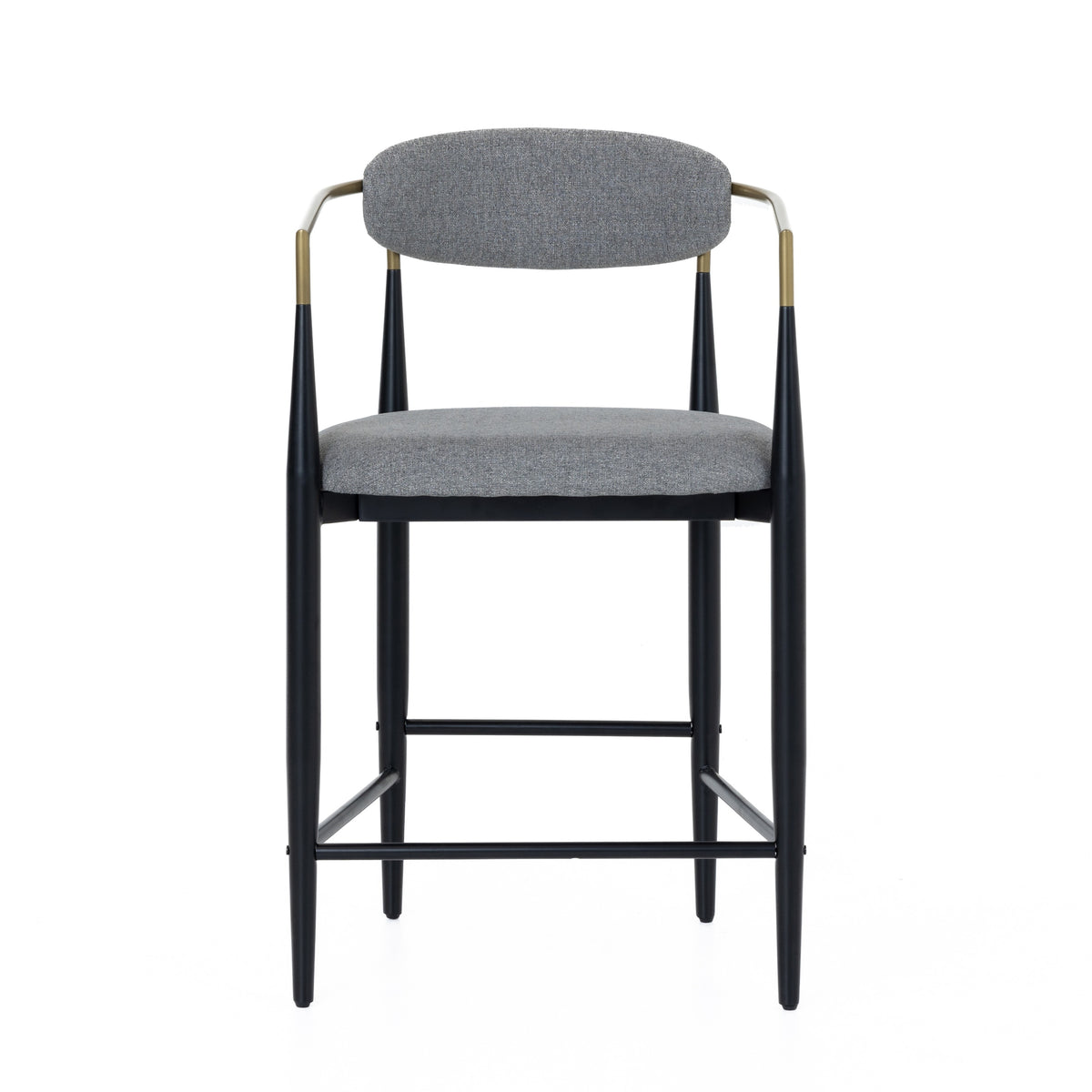 Modrest Buchtel Mid Century Modern Medium Grey & Gold Arm & Black Counter Chair Model VGDW-J1313-MEDGRY
