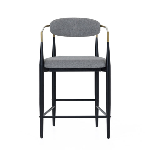 Modrest Buchtel Mid Century Modern Medium Grey & Gold Arm & Black Counter Chair Model VGDW-J1313-MEDGRY