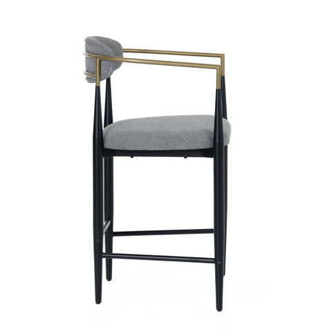 Modrest Buchtel Mid Century Modern Medium Grey & Gold Arm & Black Counter Chair Model VGDW-J1313-MEDGRY
