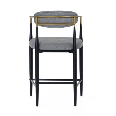 Modrest Buchtel Mid Century Modern Medium Grey & Gold Arm & Black Counter Chair Model VGDW-J1313-MEDGRY