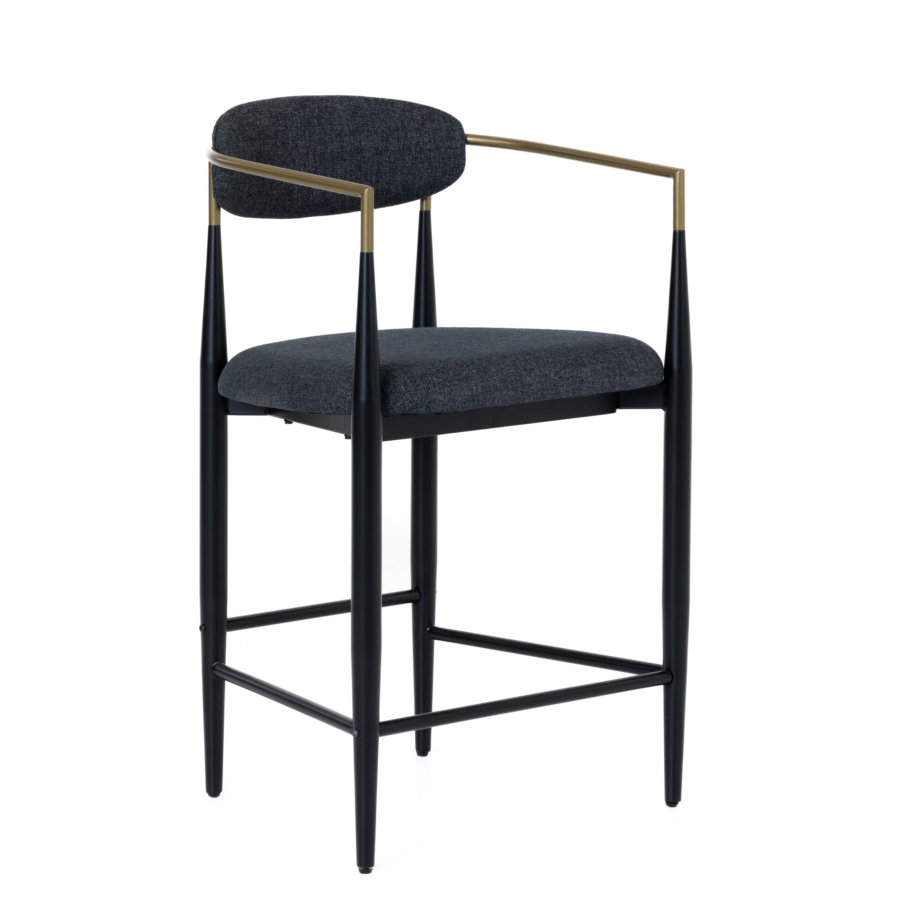 Modrest Buchtel Mid Century Modern Dark Grey & Gold Arm & Black Counter Chair Model VGDW-J1313-DKGRY
