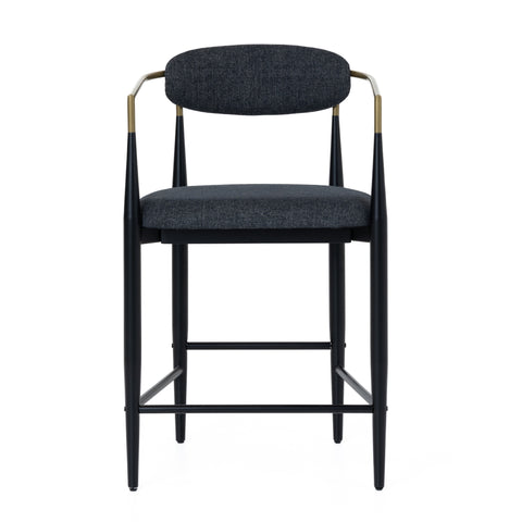 Modrest Buchtel Mid Century Modern Dark Grey & Gold Arm & Black Counter Chair Model VGDW-J1313-DKGRY