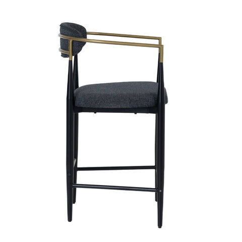 Modrest Buchtel Mid Century Modern Dark Grey & Gold Arm & Black Counter Chair Model VGDW-J1313-DKGRY