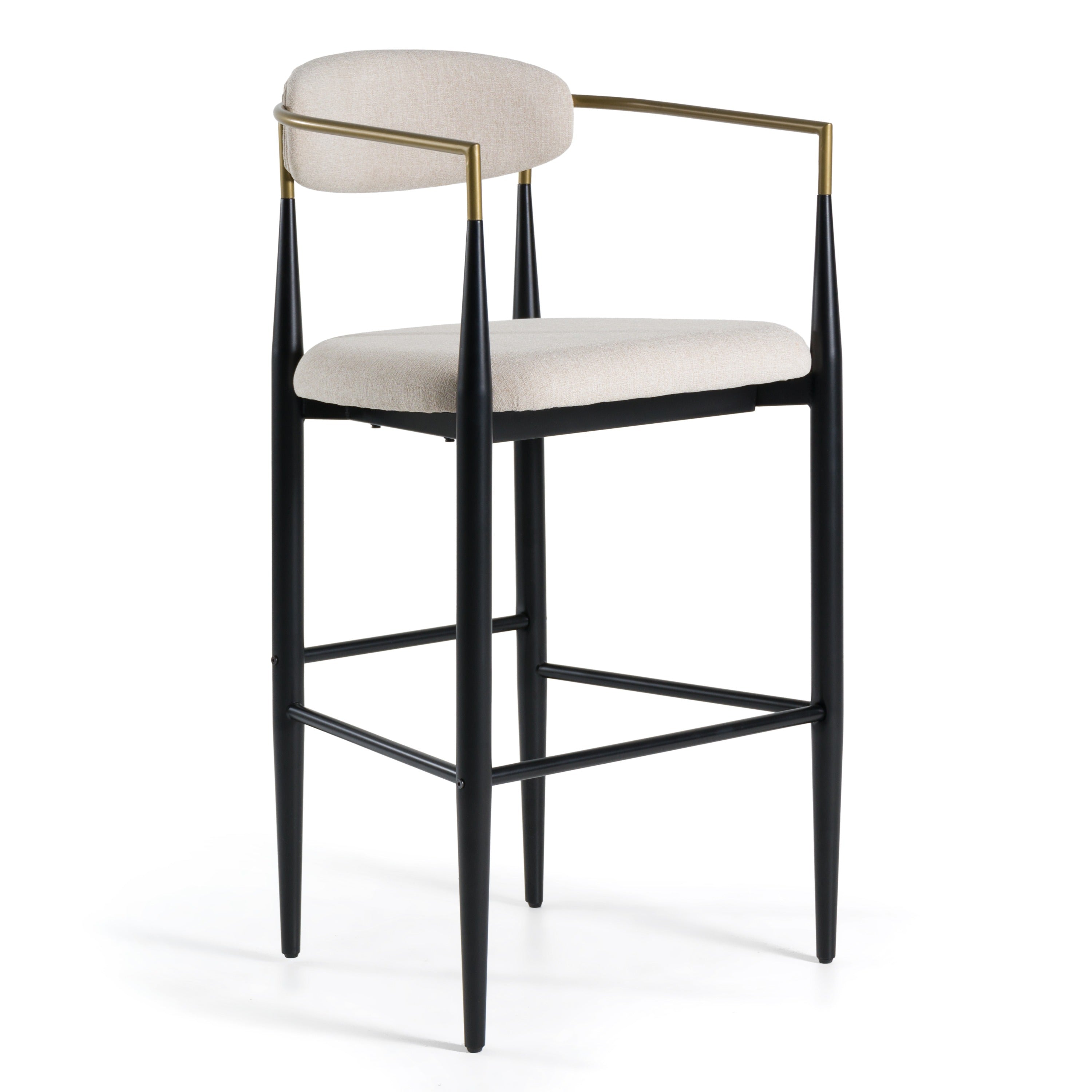 Modrest Buchtel Mid Century Modern Beige & Gold Arm & Black Bar Chair Model VGDW-J1314-BGE