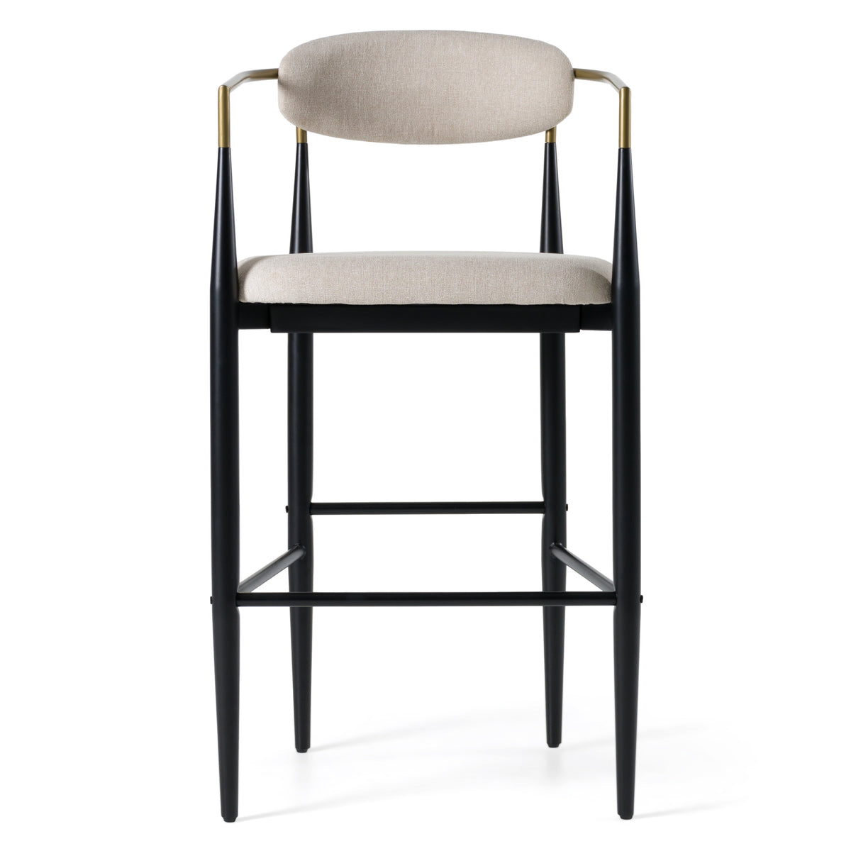 Modrest Buchtel Mid Century Modern Beige & Gold Arm & Black Bar Chair Model VGDW-J1314-BGE