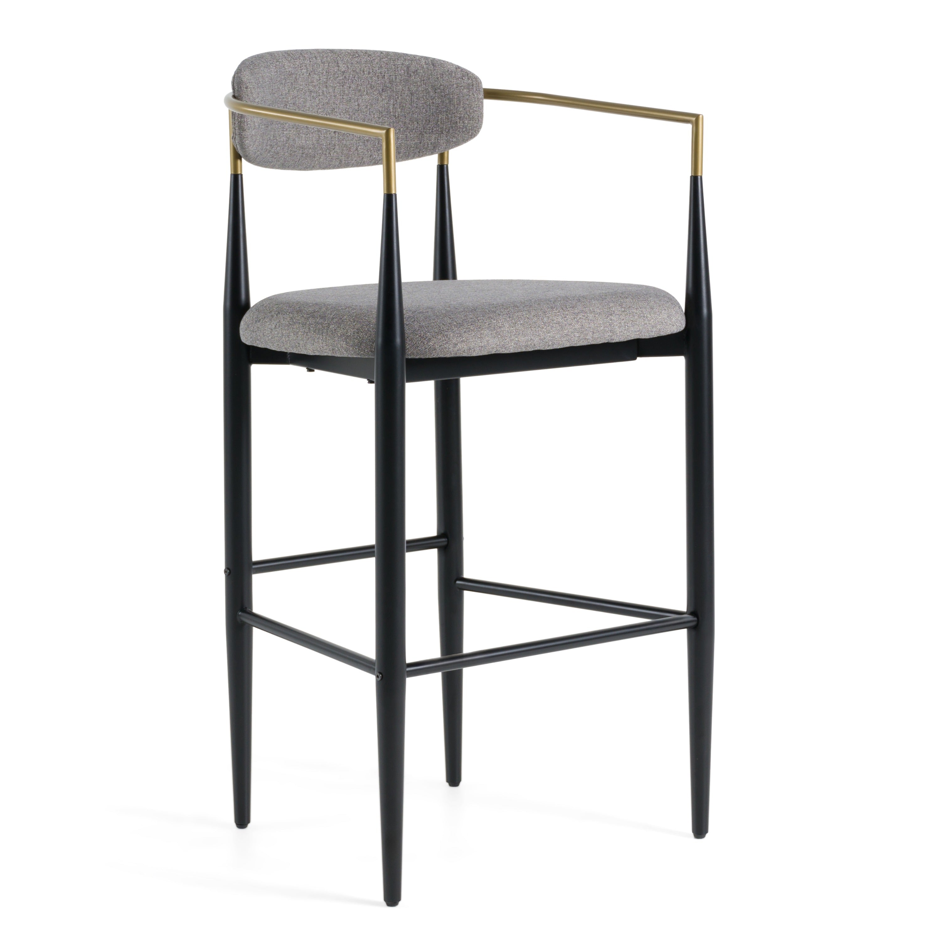 Modrest Buchtel Mid Century Modern Medium Grey & Gold Arm & Black Bar Chair Model VGDW-J1314-MEDGRY
