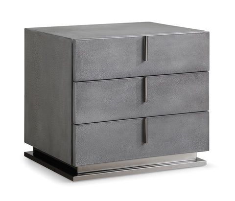 Modrest Buckley Modern Cracked Grey 3 Drawer Nightstand Model VGVC-N2003-GRY
