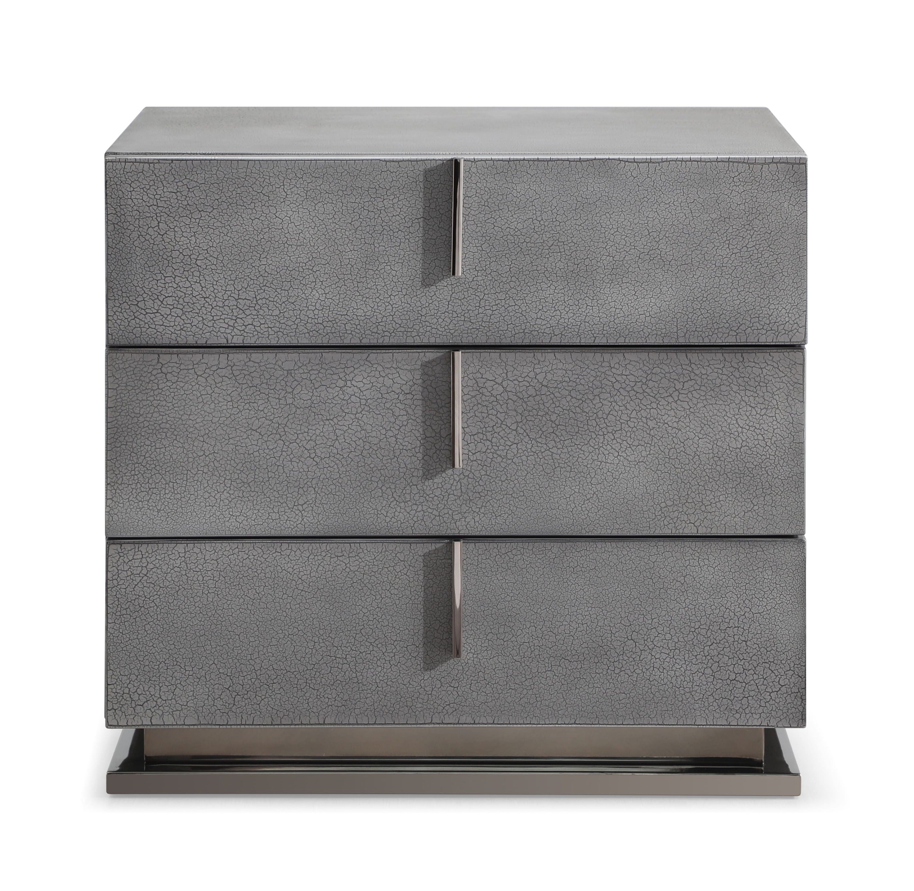 Modrest Buckley Modern Cracked Grey 3 Drawer Nightstand Model VGVC-N2003-GRY
