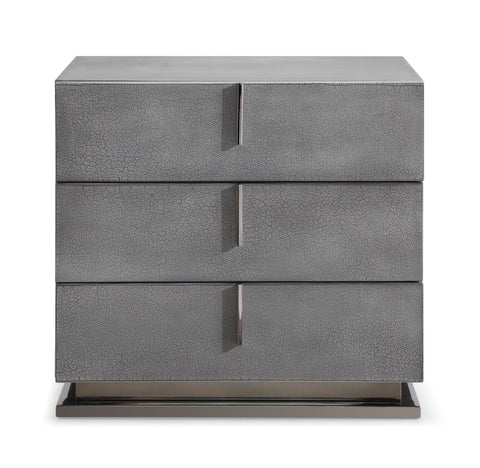 Modrest Buckley Modern Cracked Grey 3 Drawer Nightstand Model VGVC-N2003-GRY