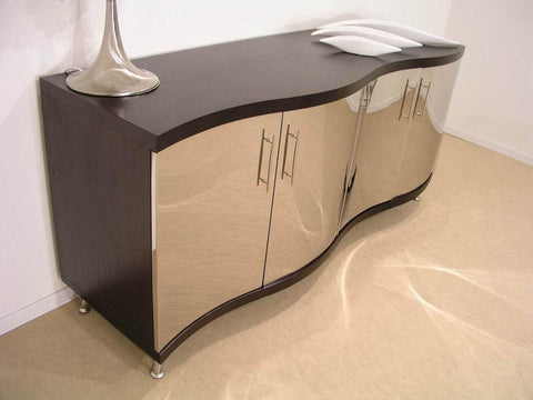 Waves Collection Modern Glass With Chrome Stainless Steel Dining Table Model VGGUWAVES