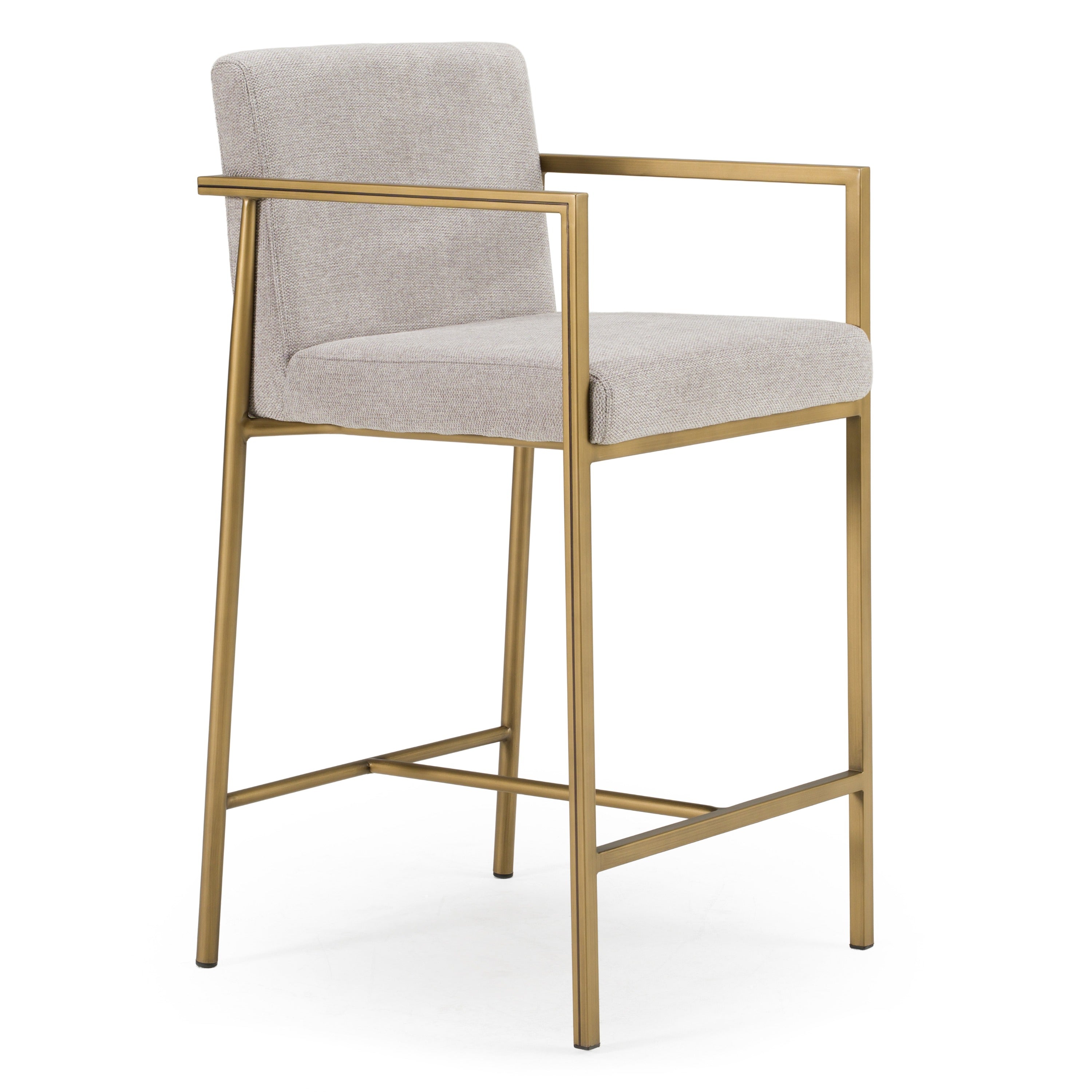 Modrest Burnham Contemporary Light Grey Fabric & Brass Counter Stool  Model VGGA-6960CH-C-CS