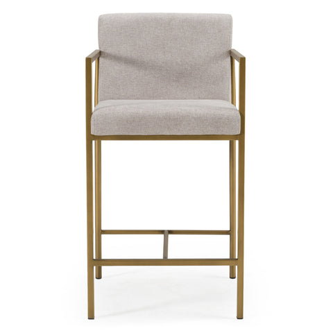 Modrest Burnham Contemporary Light Grey Fabric & Brass Counter Stool  Model VGGA-6960CH-C-CS