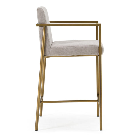 Modrest Burnham Contemporary Light Grey Fabric & Brass Counter Stool  Model VGGA-6960CH-C-CS