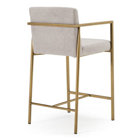 Modrest Burnham Contemporary Light Grey Fabric & Brass Counter Stool  Model VGGA-6960CH-C-CS