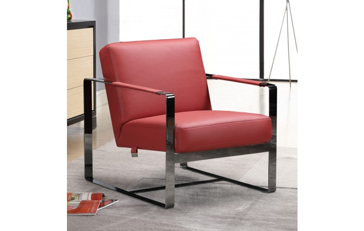 C67 - Red Leather Accent ChairModel:  C67-RED-CH