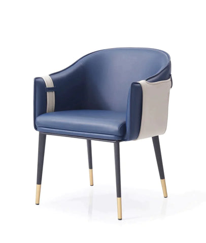 Modrest Calder Blue & Beige Bonded Leather Dining Chair By VIG Furniture