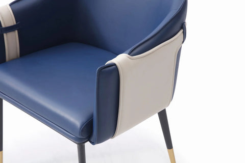 Modrest Calder Blue & Beige Bonded Leather Dining Chair By VIG Furniture