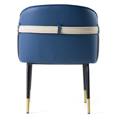Modrest Calderon - Blue & Beige Vegan Leather Dining Chair
