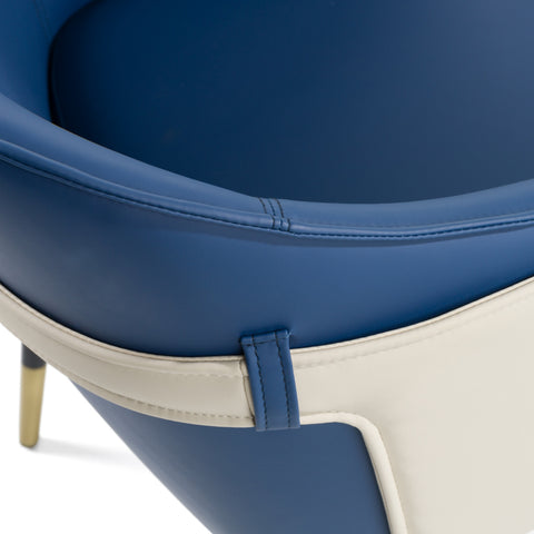 Modrest Calderon - Blue & Beige Vegan Leather Dining Chair
