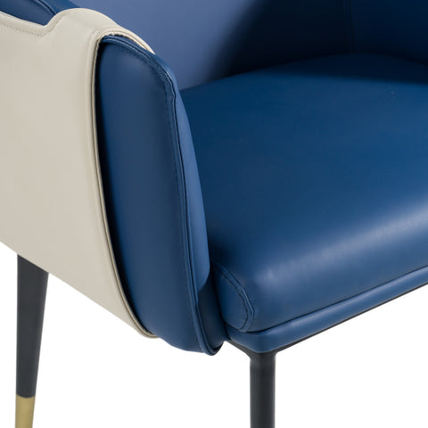 Modrest Calderon - Blue & Beige Vegan Leather Dining Chair