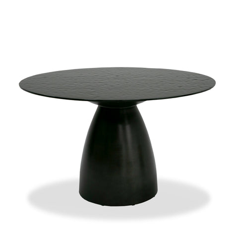 Modrest Calexico Contemporary Black Wave Glass Round Dining Table Model VGGMDT-1717